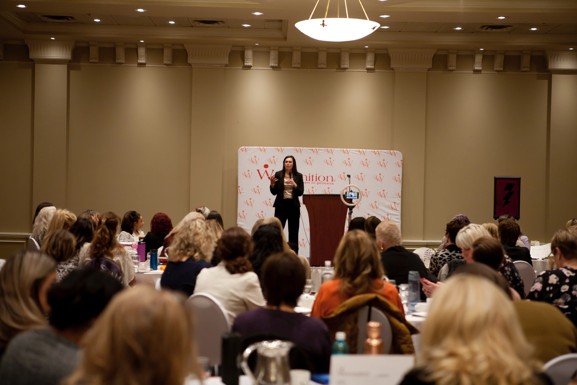 Lisa Elle presenting to a full room at a Womanition event